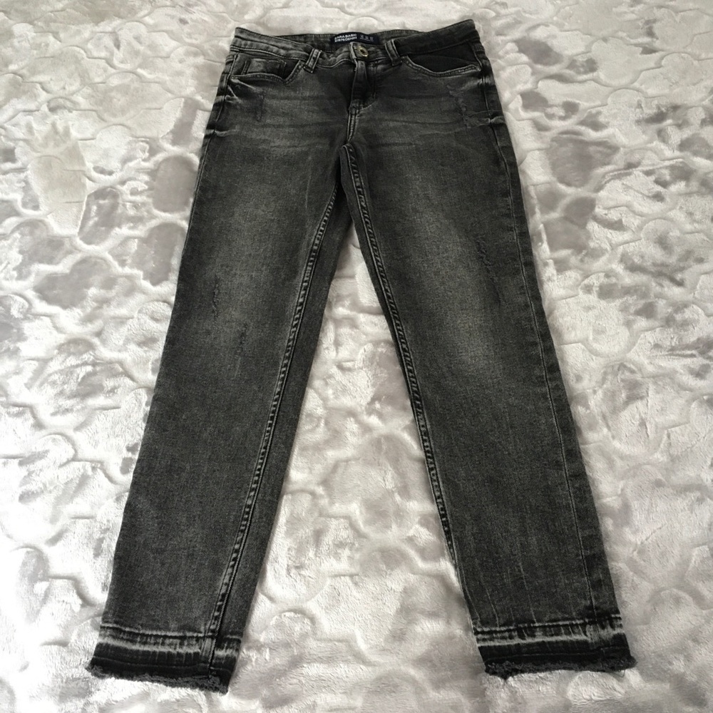 Zara Basic Z1975 Denim Skinny Crop Jeans Raw Hem